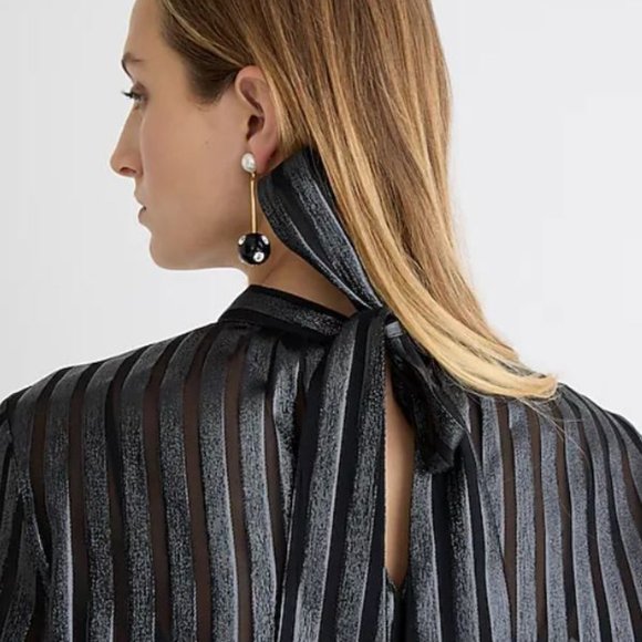 J.Crew Metallic Chiffon Mockneck Top - Picture 2 of 2